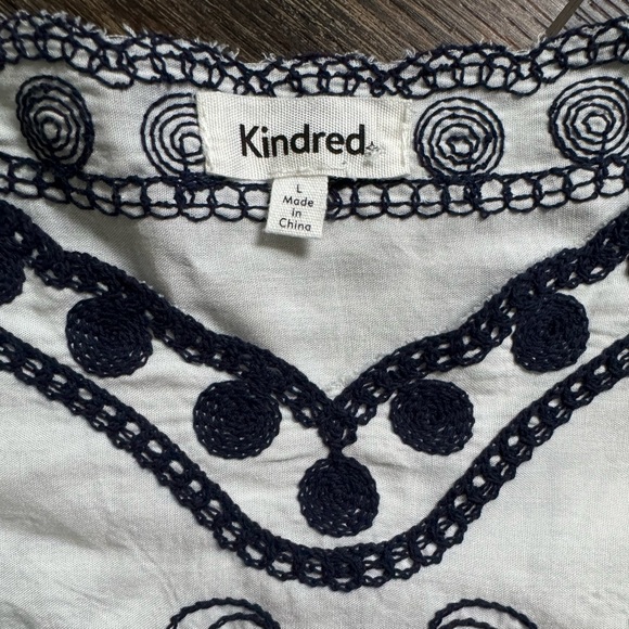 Anthropologie Kindred Boho Peasant Top Bohemian Embroidered Shirt Blouse Large L - Picture 2 of 5
